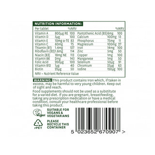 Natures Aid Complete Multi-Vitamins and Mineral - Ingredients