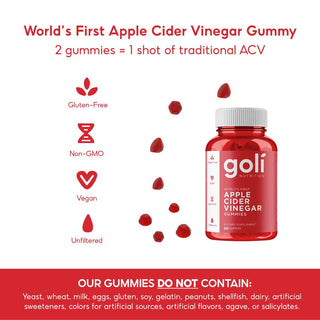 Goli Apple Cider Vinegar Gummies, 60 pieces