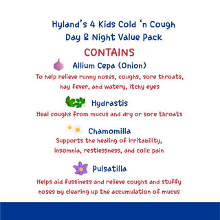 Hyland's 4 Kids Organic Cold 'n Cough Day & Night Value Pack ingredients