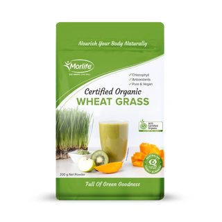 Morlife Alkalising Organic Wheat Grass Powder, 200g