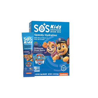 SOS Kids Mixed Berry Hydration Electrolyte Drink Mix Sticks, 10 Pack | Boost Energy | Immunity Support | Digestion