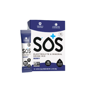 SOS Berry Hydration Electrolyte Drink Mix Sticks, 10 Pack | Boost Energy, Metabolism | Immunity Support