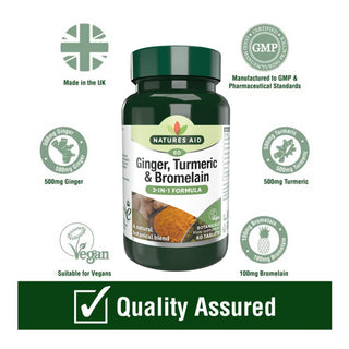 Natures Aid Ginger, Turmeric & Bromelain, 60 tablets