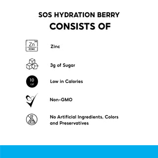 SOS Berry Hydration Electrolyte Drink Mix Sticks, 10 Pack | Boost Energy, Metabolism | Immunity Support