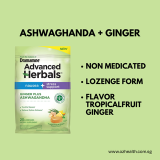 Dramamine Advanced Herbals® Nausea + Stress Support 20s - Ashwagandha & Ginger