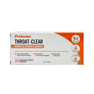 Pretorius Professional Throat-Clear Honey Lemon Lozenges, Sugar-Free