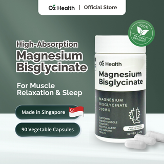 Oz Health Magnesium Biglycinate 60 Veg Capsules | Supports Muscle Cramps, Stress & Sleep