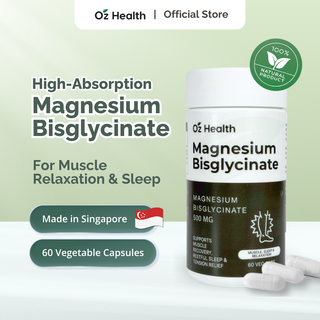 Oz Health Magnesium Biglycinate 60 Veg Capsules | Supports Muscle Cramps, Stress & Sleep