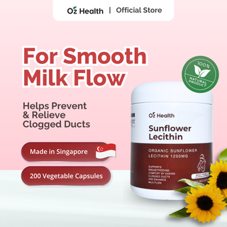 Oz Health Organic Sunflower Lecithin 200 Veg Capsules | Promotes Healthy Milk Flow & Prevents Blocked Ducts