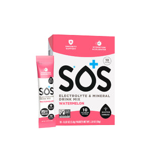 SOS Watermelon Hydration Electrolyte Drink Mix Sticks, 10 Pack | Boost Energy, Metabolism | Immunity Support