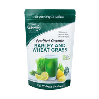 Morlife Alkalising Organic Barley & Wheat Grass Powder 200g