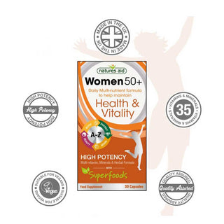 Natures Aid Women's 50+ Multi-Vitamins & Minerals, 30 capsules